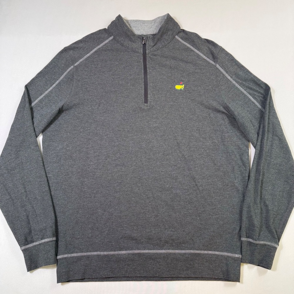 Masters Tech Pullover Mens Medium Gray 1/4 Zip Performance Golf Sweater Augusta